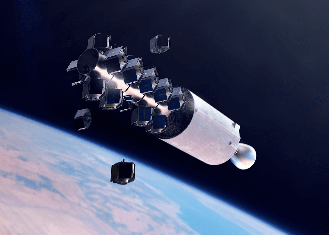 Stack of Optimus Viper spacecraft awaiting deployment
